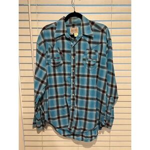 Rockmount Ranch Wear L‎ Western Plaid Horseshoe Cowboy Pearl Snap Shirt